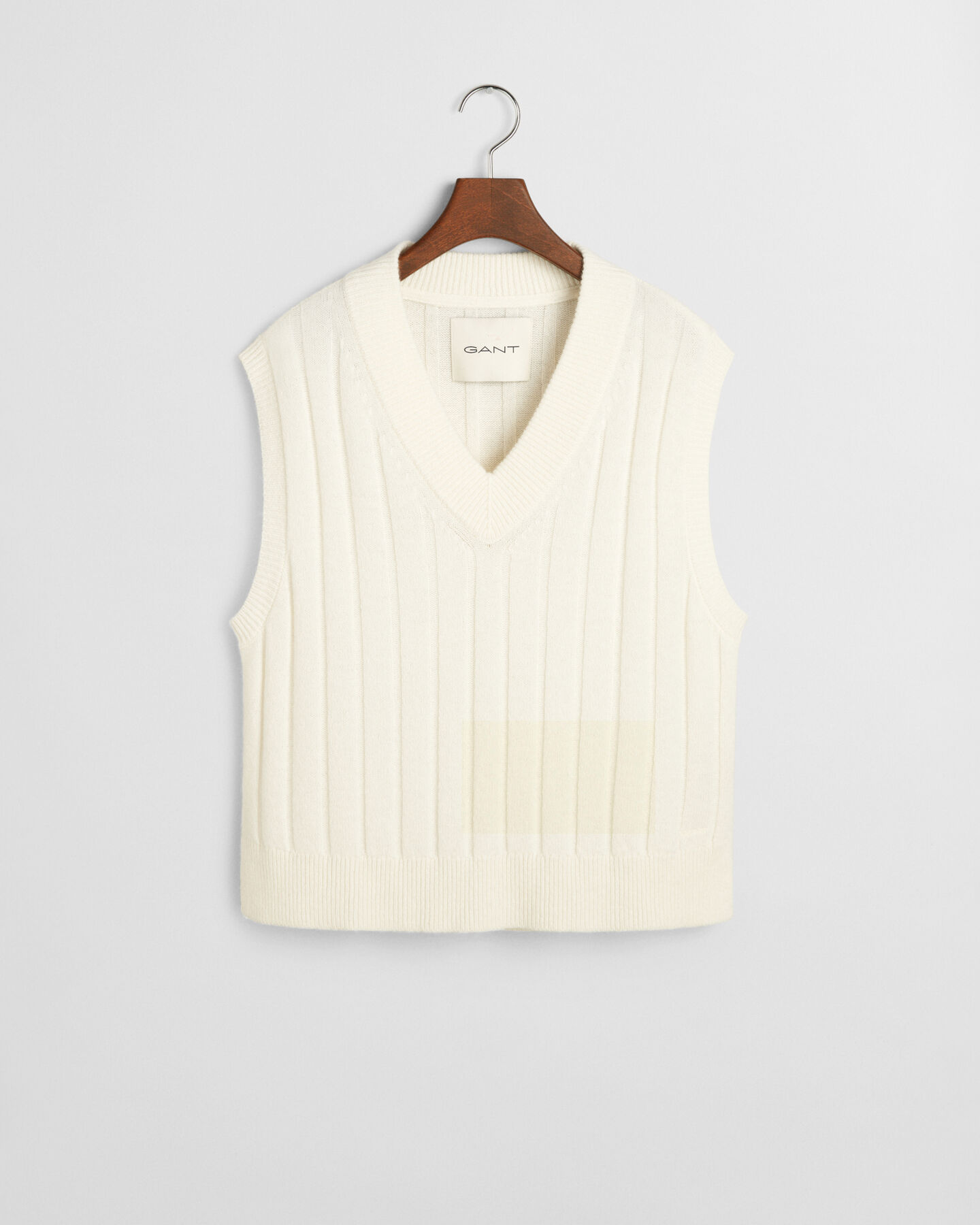 Bredribbad V-ringad slipover i ull