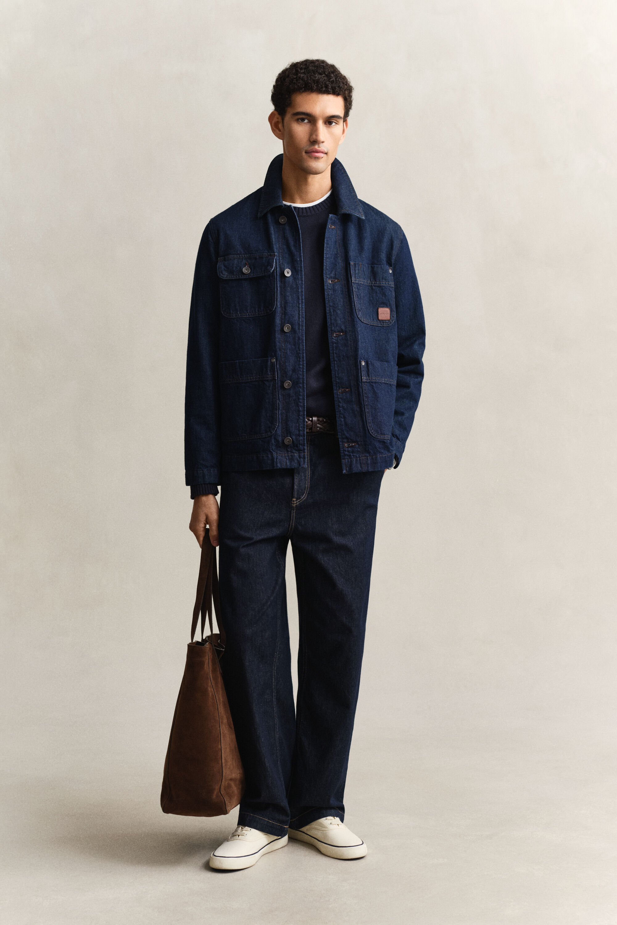 Rundhalsad tröja i bomullsblandning