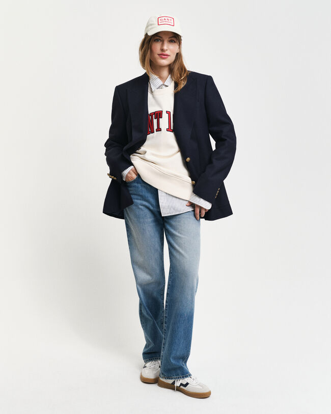 Rundhalsad sweatshirt med f&auml;rgblock