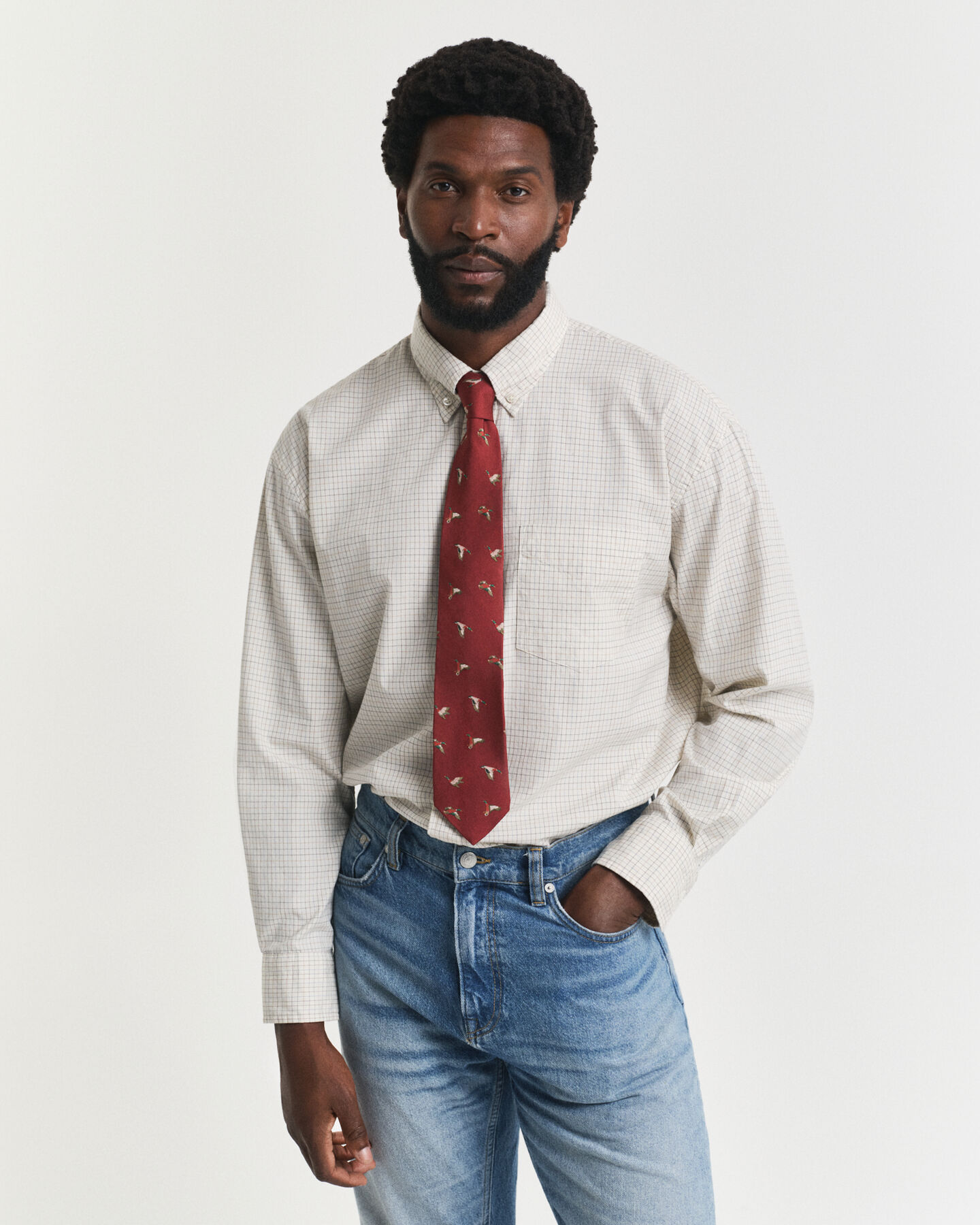 Oversized fit lyxig rutig oxfordskjorta