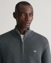 Half-zip bomullstr&ouml;ja med struktur