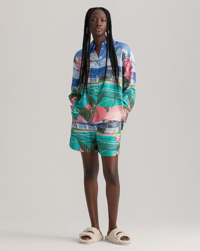 Scenery Print sidenskjorta