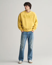 Rundhalsad sweatshirt i vintagetv&auml;tt