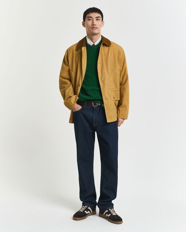 Kabelstickad rundhalsad ylletröja