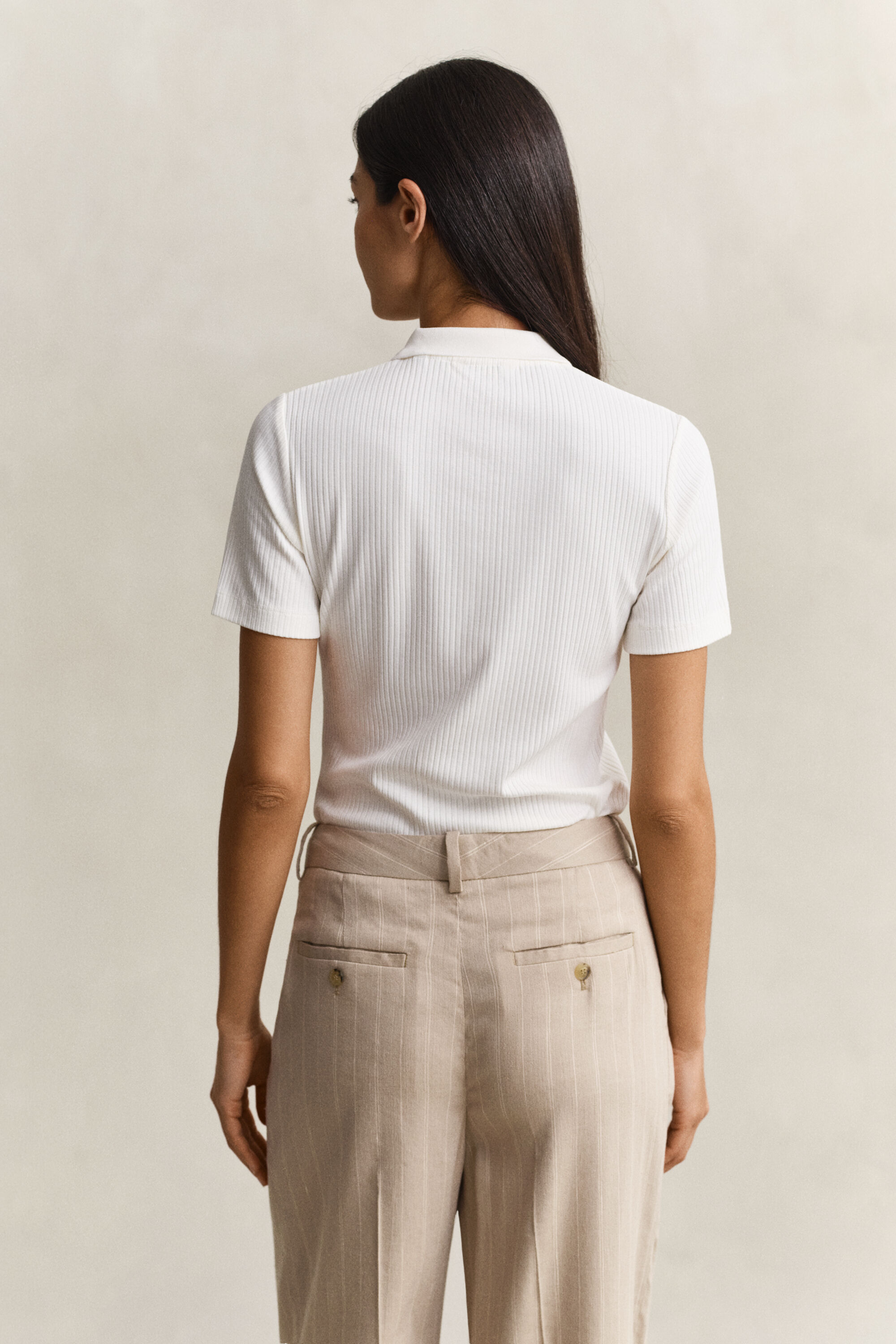 Ribbstickad pikétröja