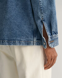 Garment-Dyed skjortjacka i denim