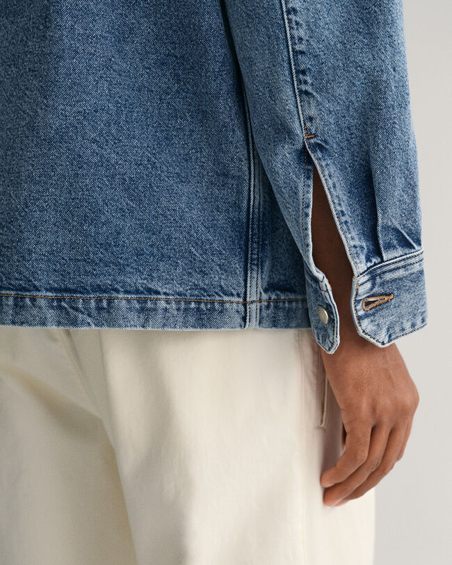 Garment-Dyed skjortjacka i denim