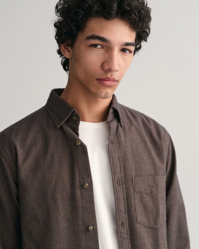 Regular fit fiskbensmönstrad flanellskjorta