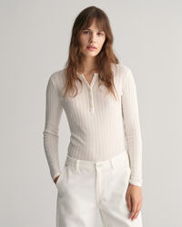 Ribbstickad långärmad farfarströja