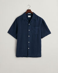 Relaxed fit kort&auml;rmad linneskjorta