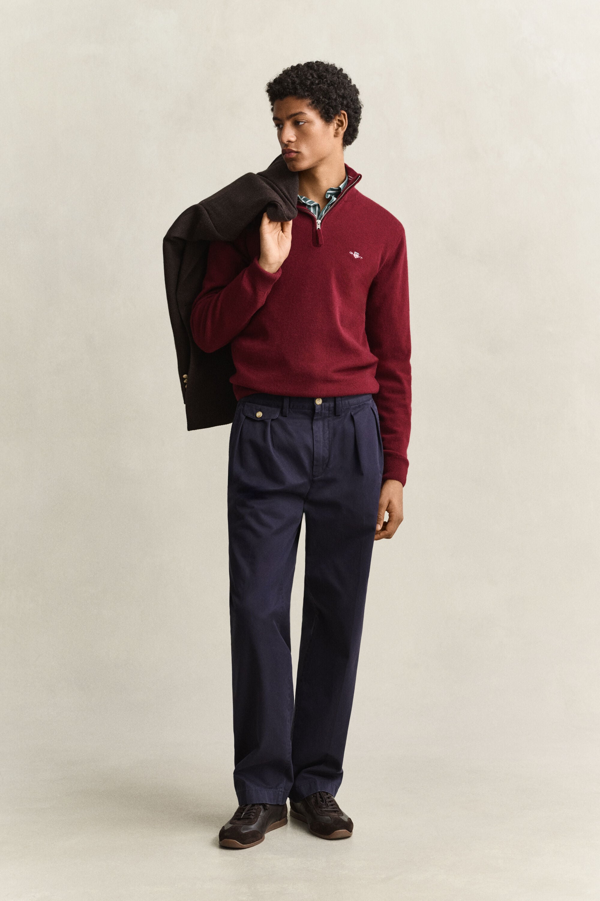 Tröja i lammull med half-zip
