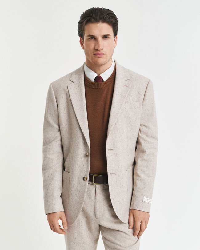 Slim fit kostymkavaj i donegalväv