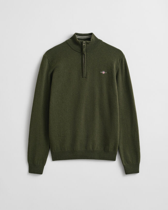 Tröja i superfin lammull med half-zip