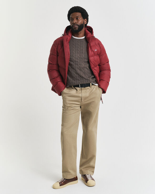 Kabelstickad bomullströja med rund hals