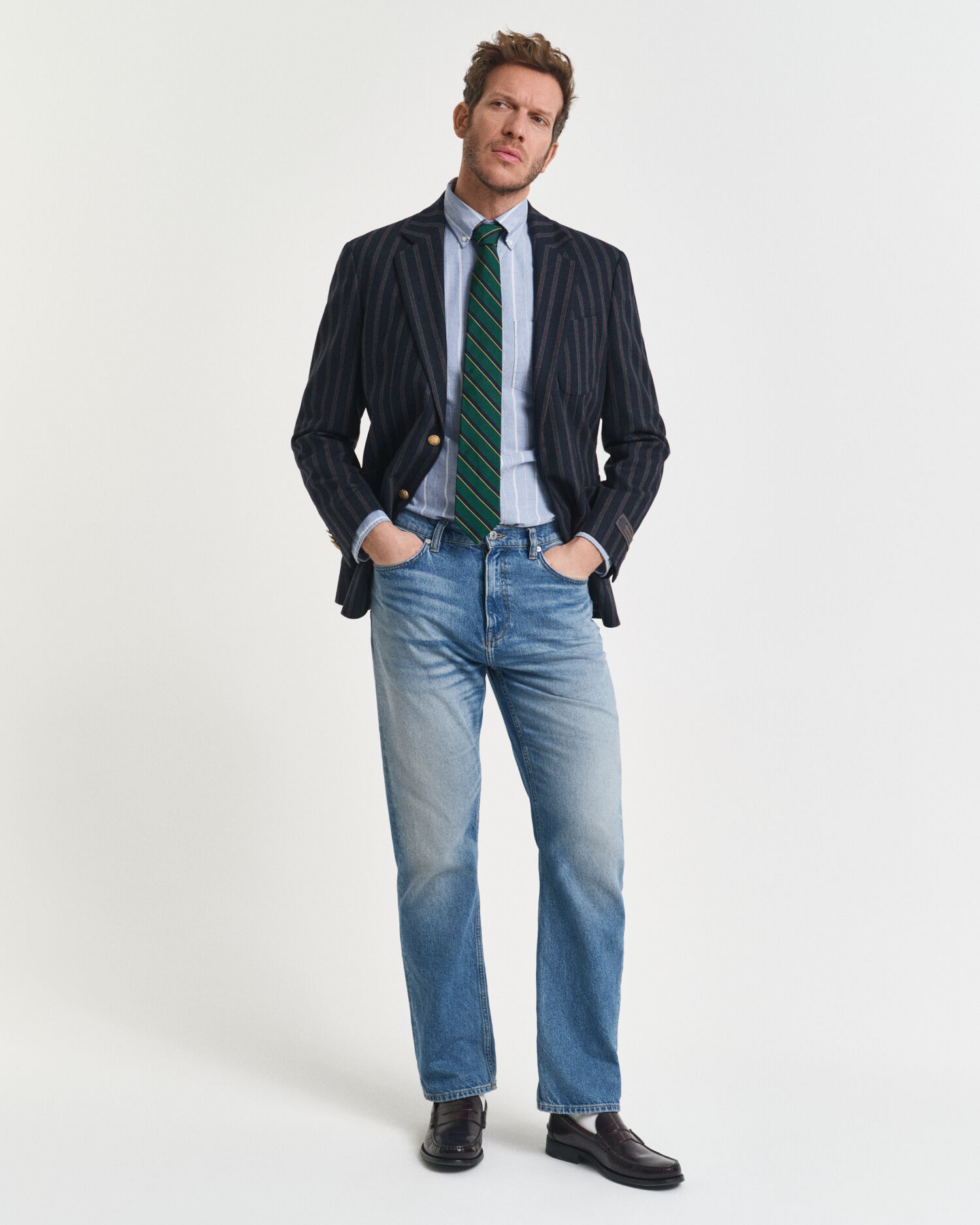 Regular fit klassisk randig oxfordskjorta