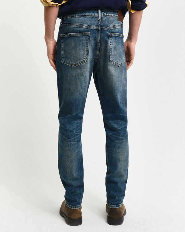 Slim fit jeans i vintagetv&auml;tt