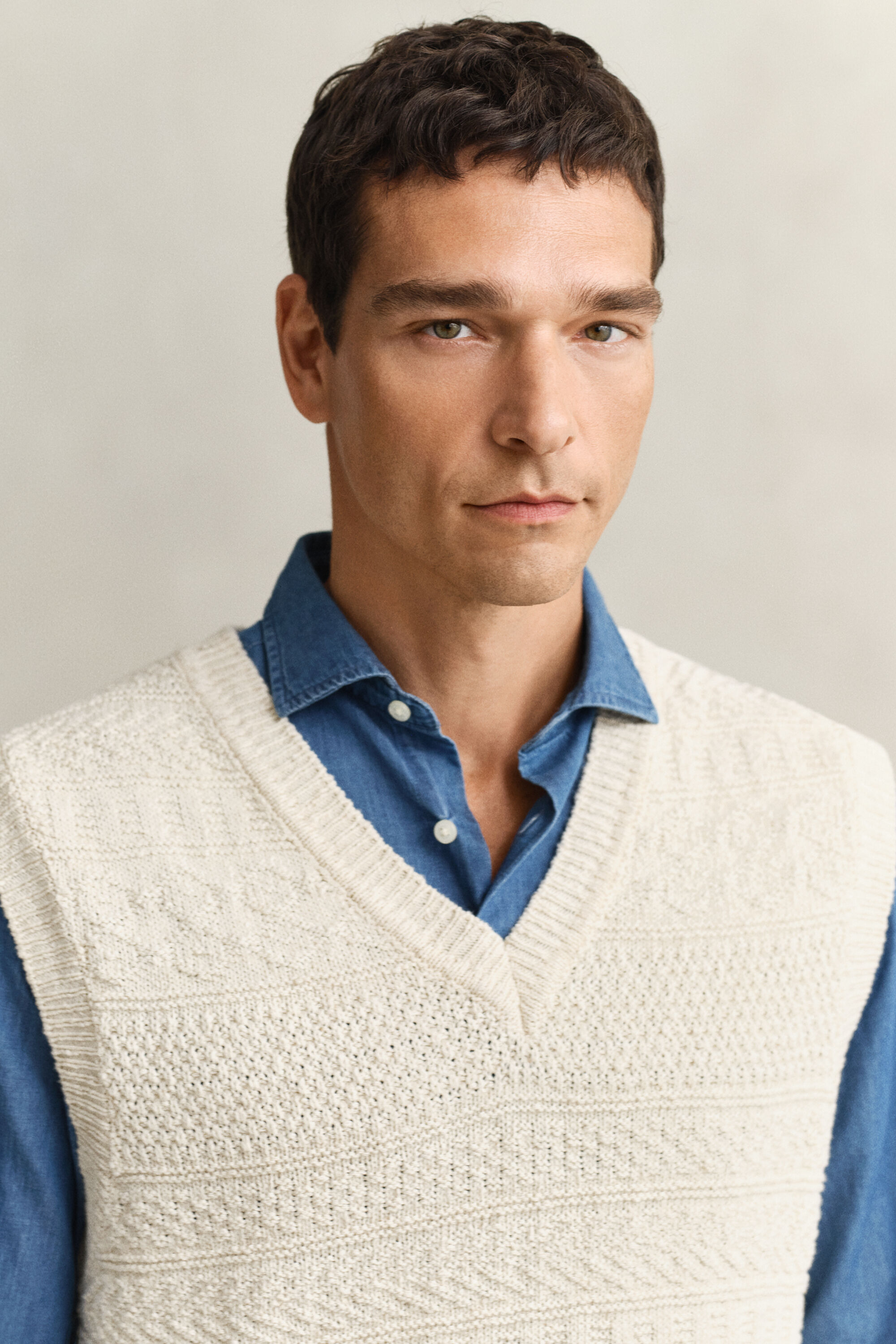 Väst i bomullsblandning med struktur