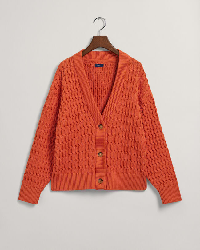 V-ringad bomullskofta med struktur