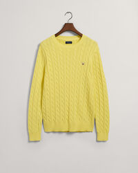 Kabelstickad crew neck bomullstr&ouml;ja