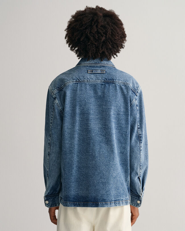 Garment-Dyed skjortjacka i denim