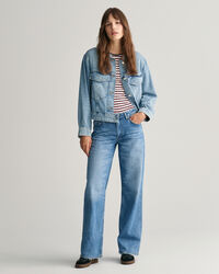 Randig ribbstickad T-shirt