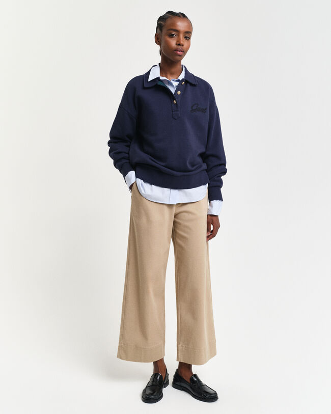 Rugger sweatshirt med text i kursiv