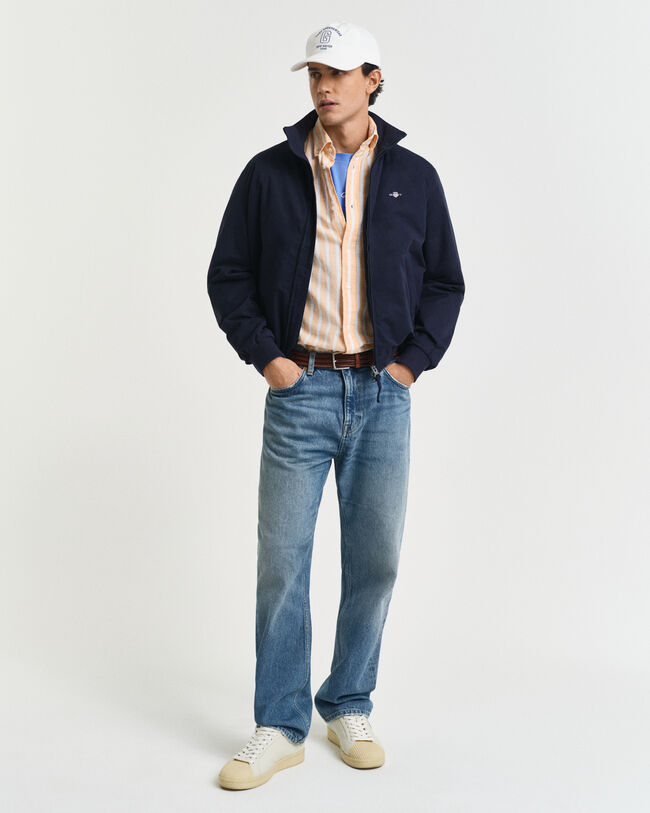 Regular fit randig skjorta i bomull och linne