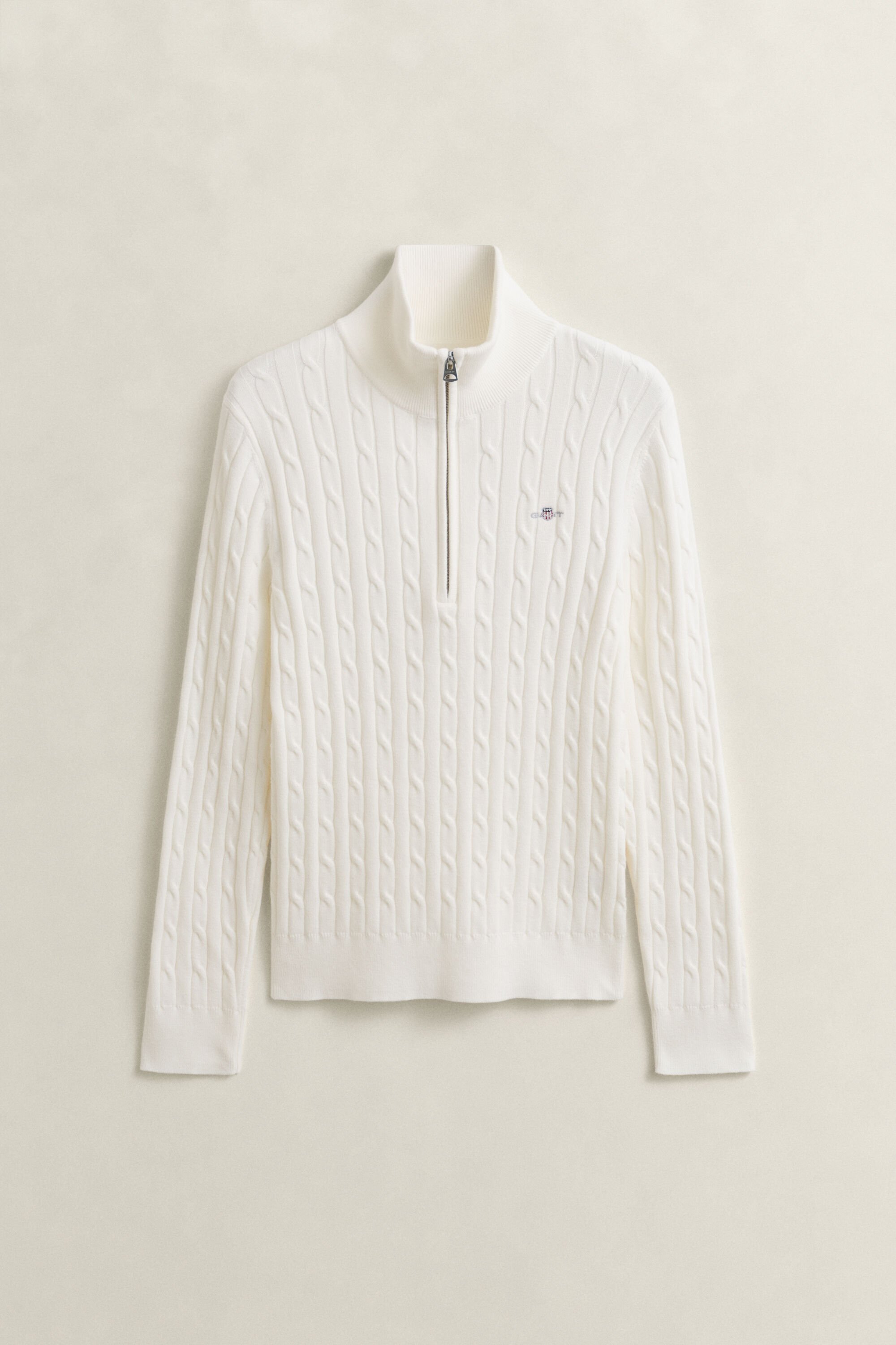 Kabelstickad tröja med half-zip