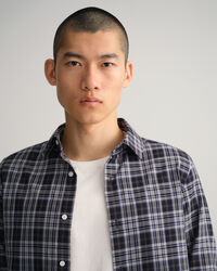 Slim fit rutig twillskjorta