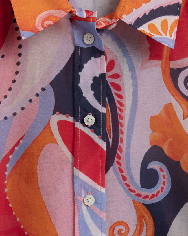 Regular fit paisleyskjorta i bomullssiden