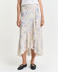 Blommig omlottkjol med volang