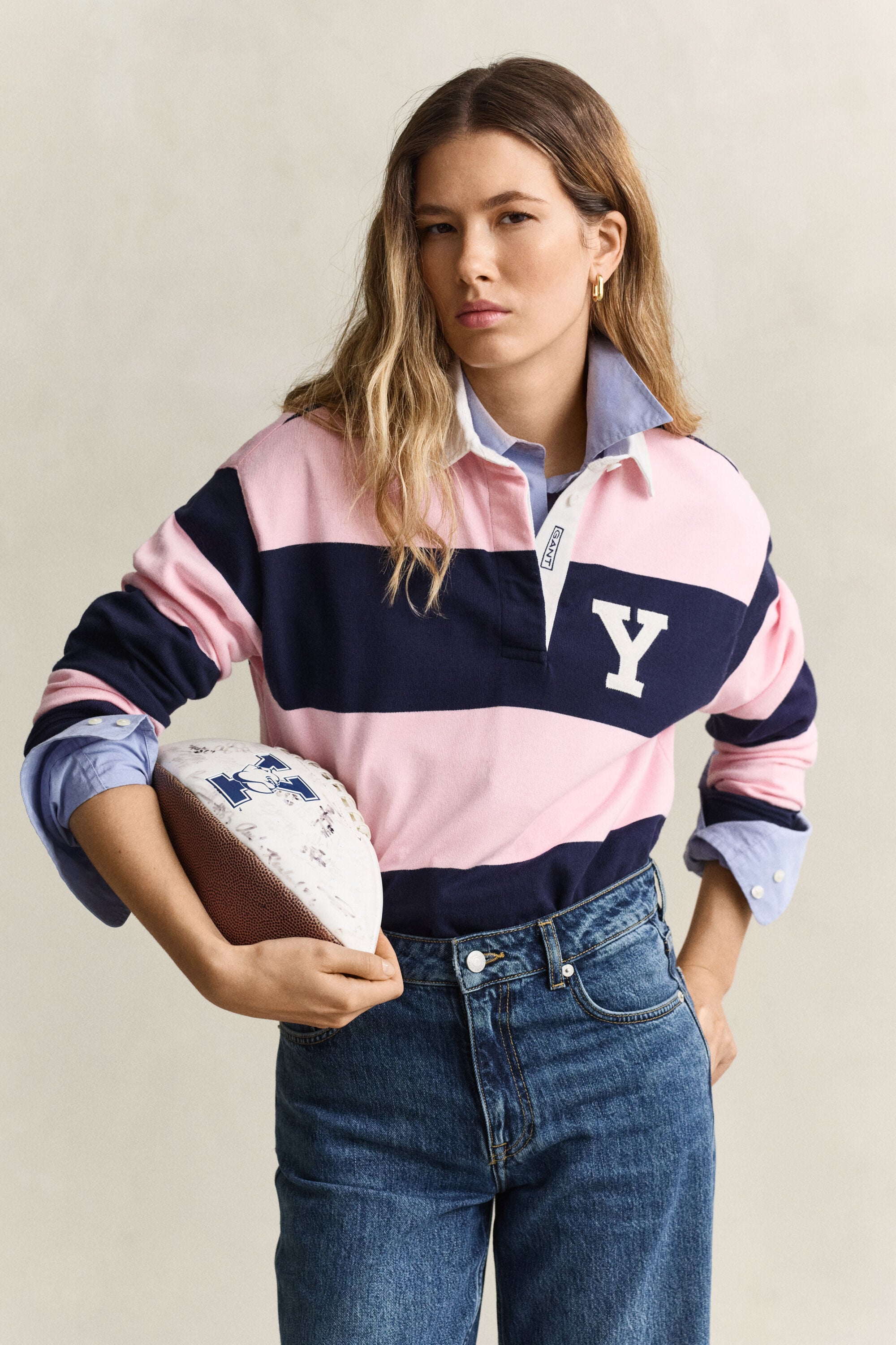 Gant x Yale Heavy Rugger med breda ränder