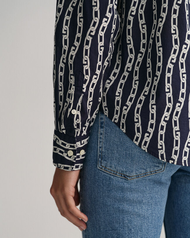 Regular fit Chain Print skjorta i bomullsvoile