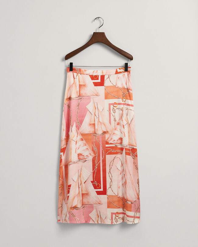 Seglarm&ouml;nstrad maxikjol i silke