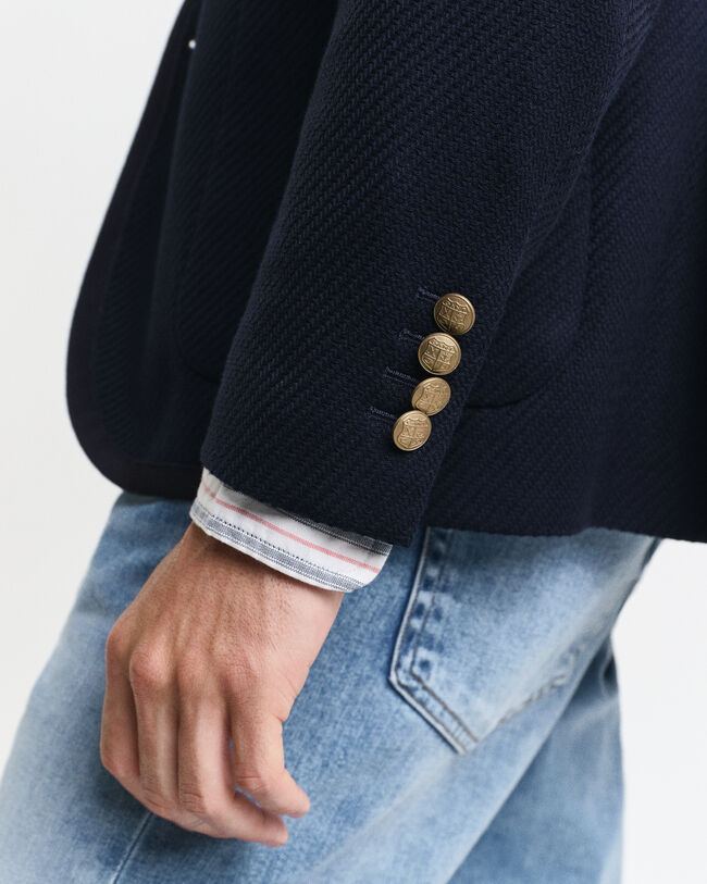 Slim fit club-blazer i bomull och ull