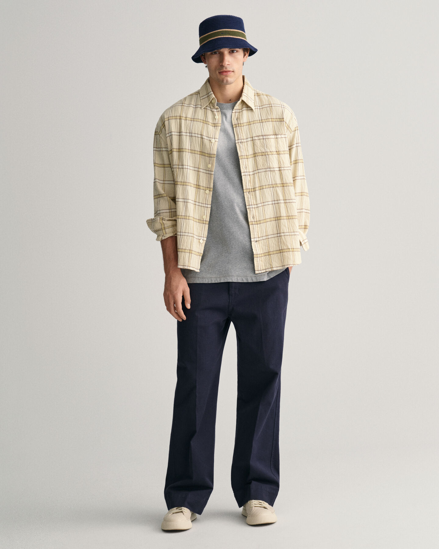 Oversized rutig skjorta med struktur