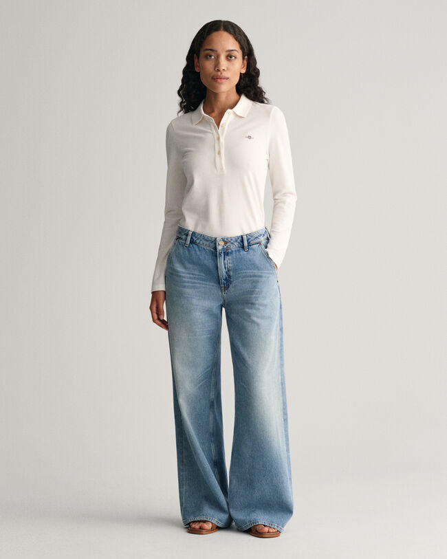 Långärmad pikétröja med sköld