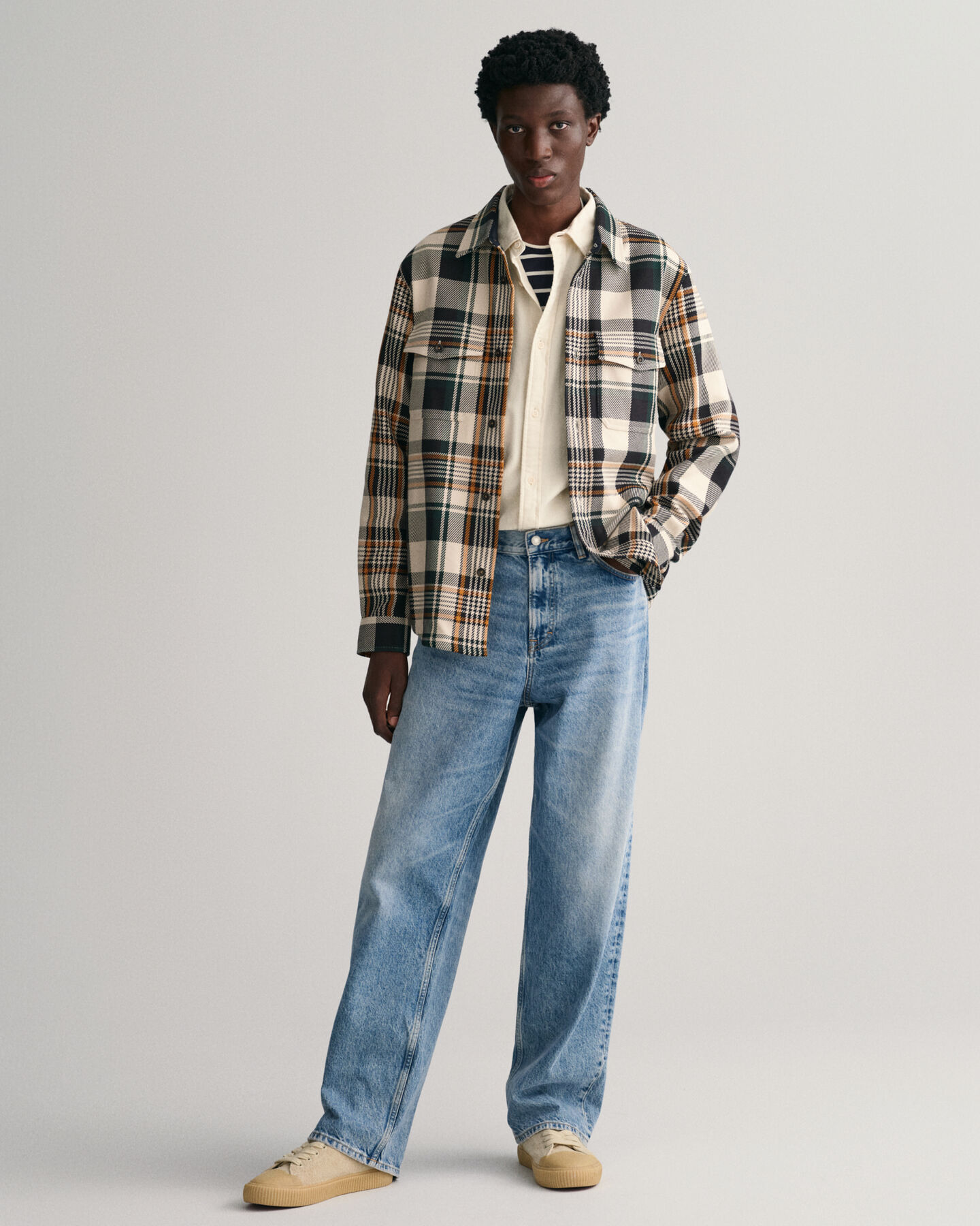 Rutig tjock skjortjacka i twill