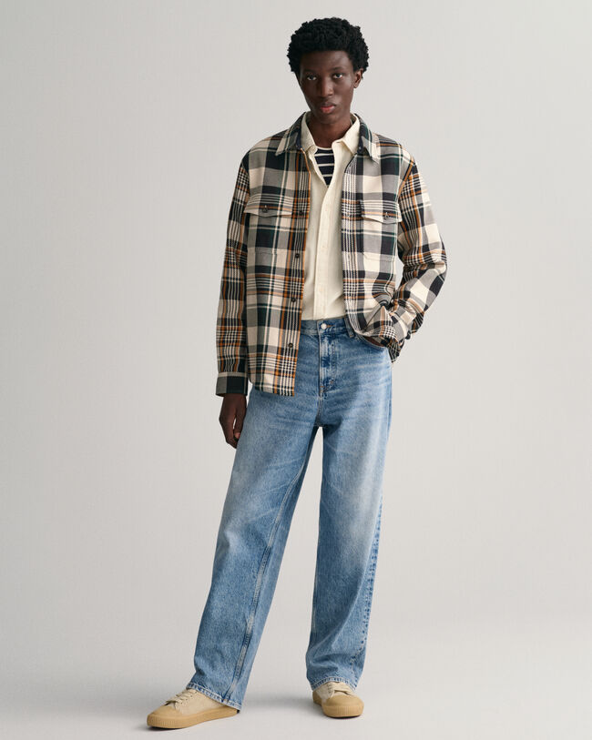 Rutig tjock skjortjacka i twill