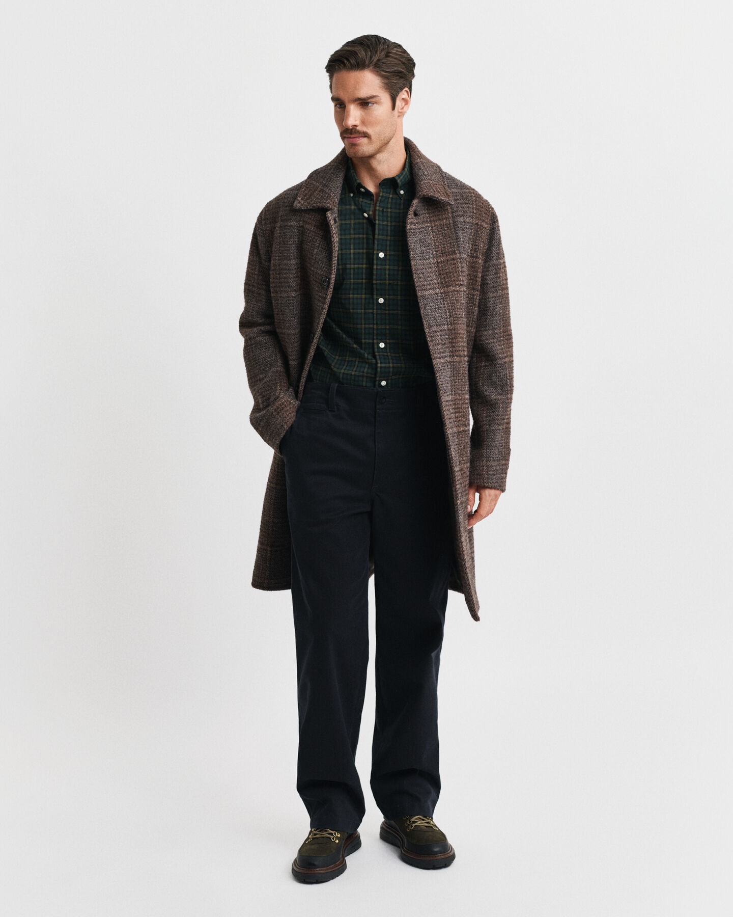 Regular fit klassisk rutig poplinskjorta