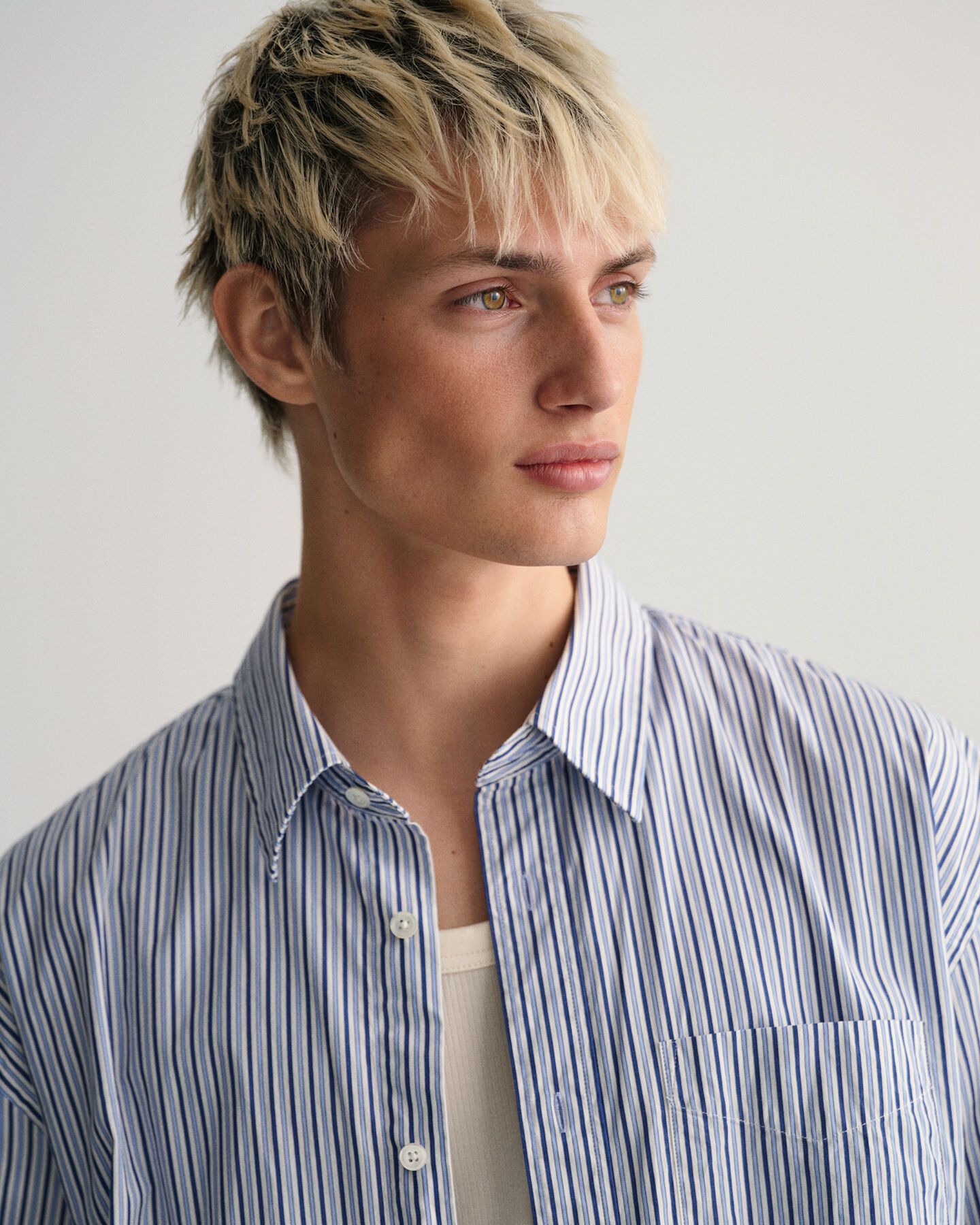 Oversized randig poplinskjorta