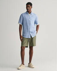 Regular fit kort&auml;rmad hundtandsm&ouml;nstrad linneskjorta