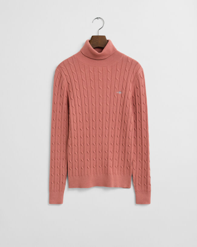 Kabelstickad polotröja i bomullsstretch