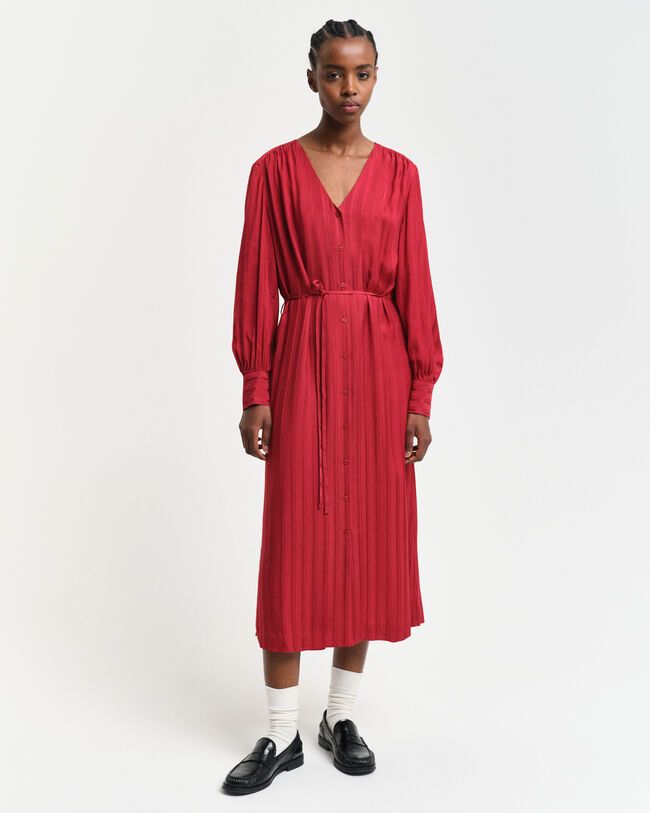 Randig skjortkl&auml;nning i satin