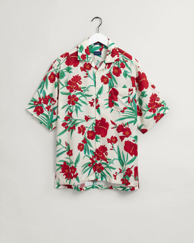 Relaxed fit Pure Prep blommig kort&auml;rmad lyocellskjorta