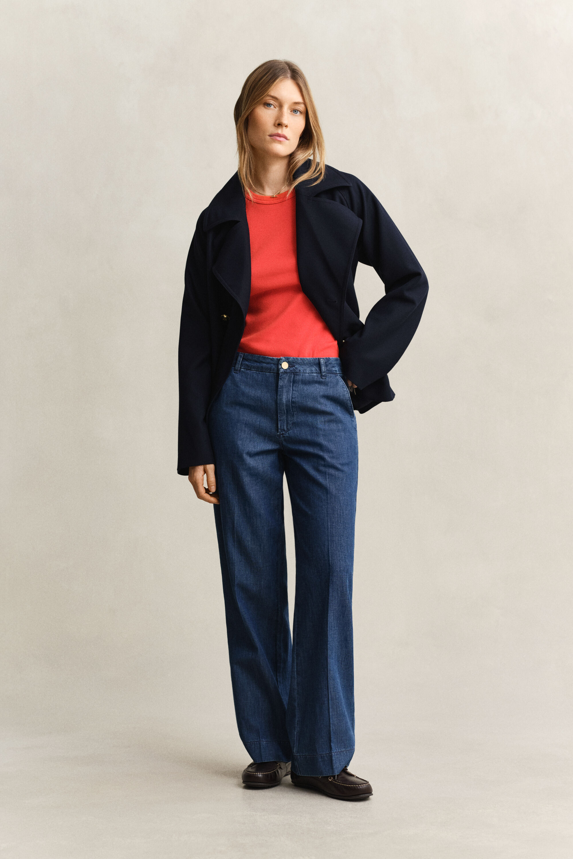 Jeans i bomull och linne