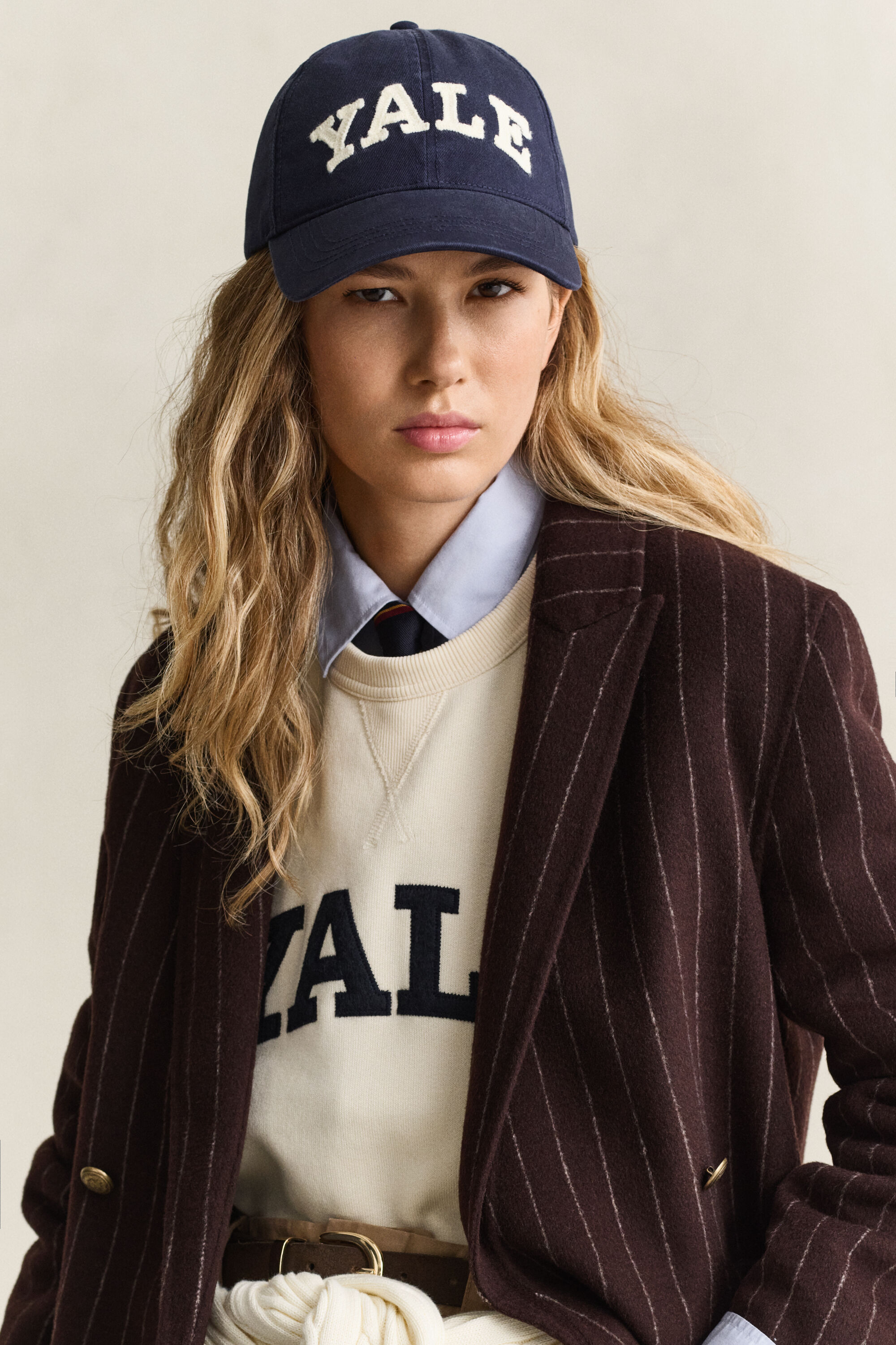 Gant x Yale handsydd kritstrecksrandig kavaj