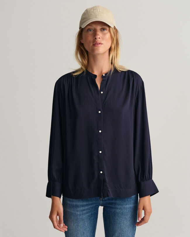 Relaxed fit blus med breda manschetter