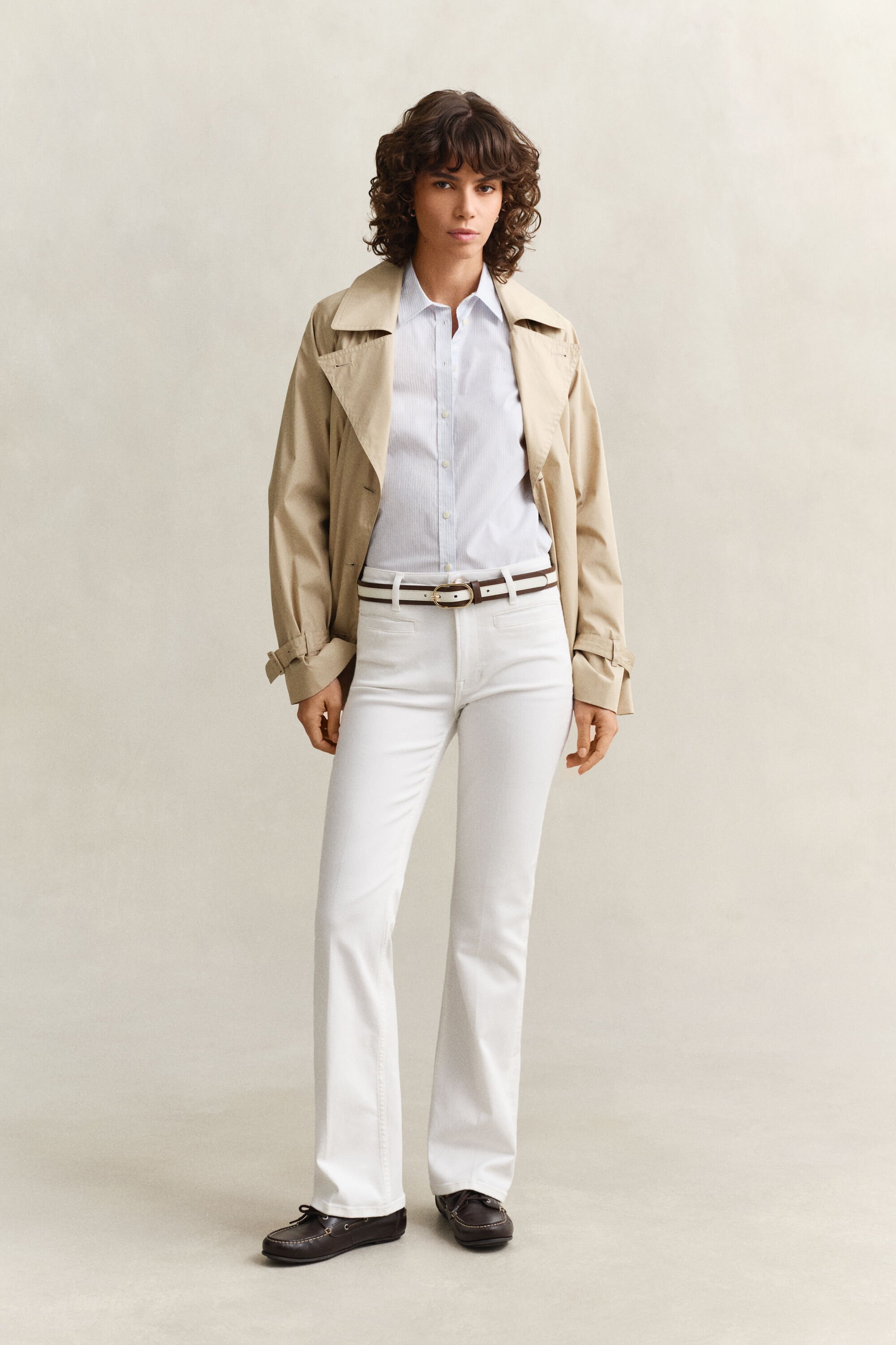 Slim fit randig poplinskjorta