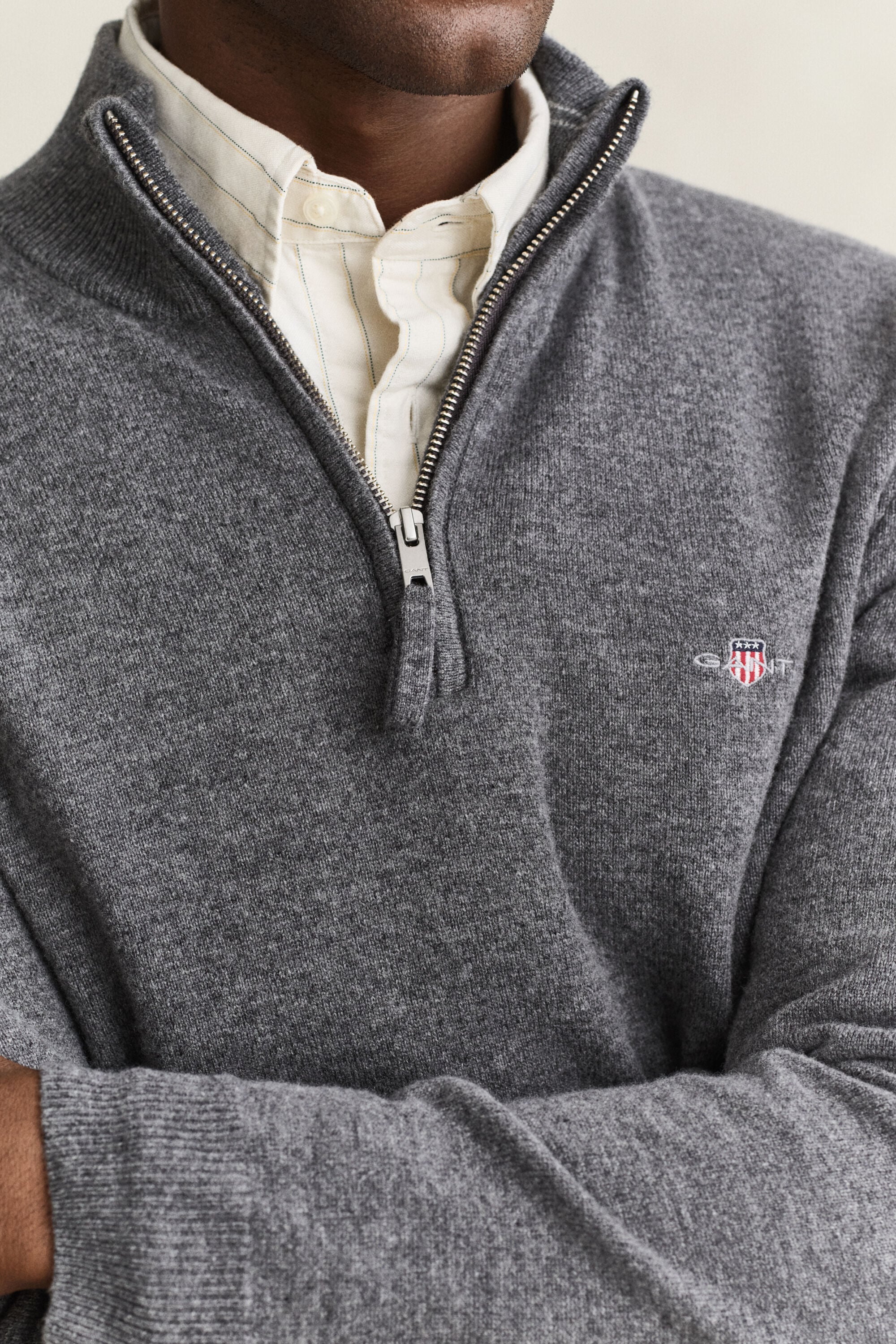 Tröja i lammull med half-zip